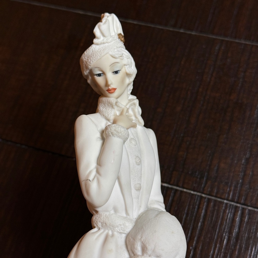 Giuseppe Armani Figurine Lady with Muff 11" White Vintage Art Deco Statue Money - Picture 2 of 12